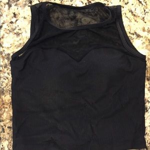 Kortni Jeane Ribbed Netted Sweetheart Top in black